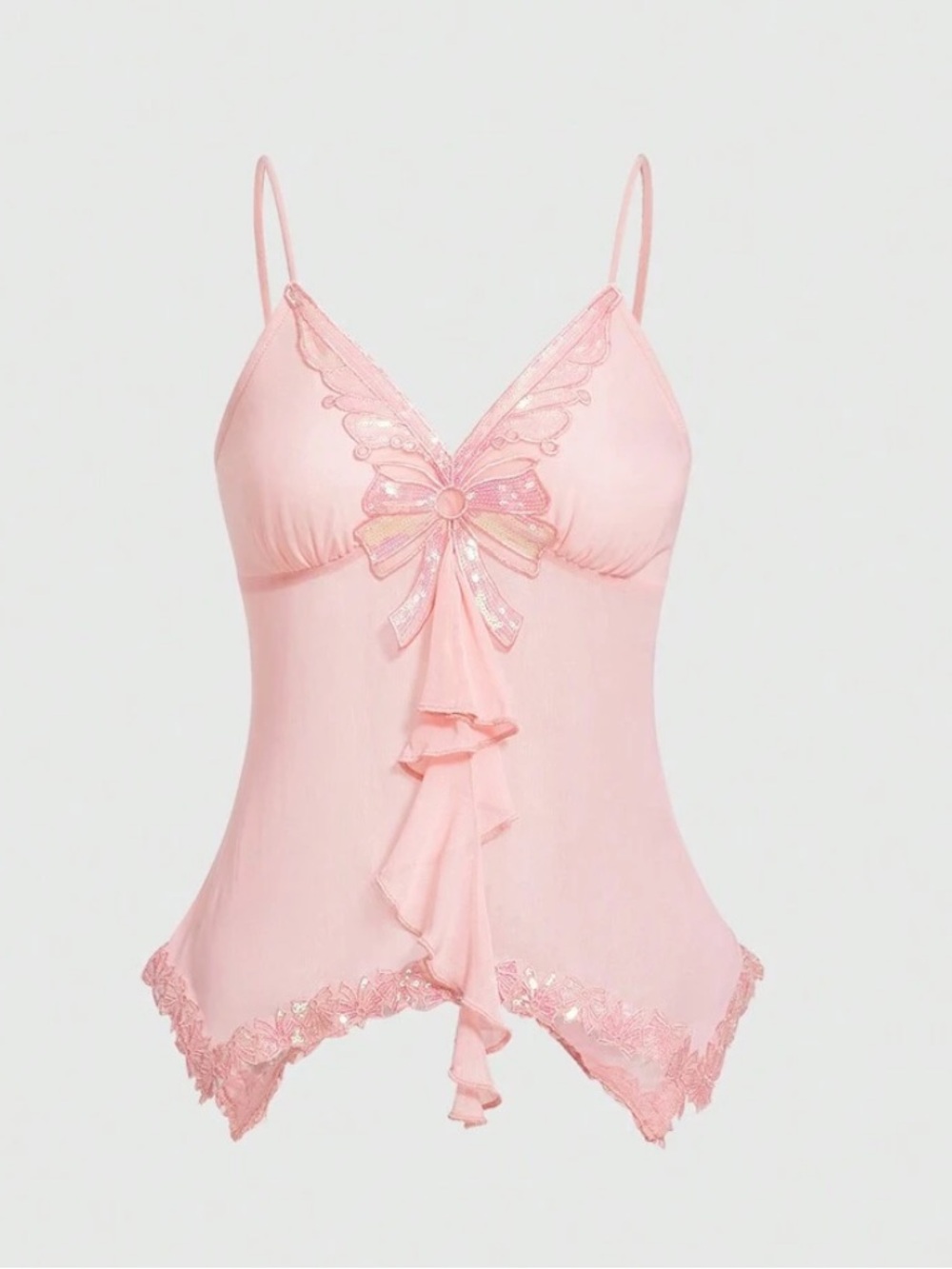 Vintage Y2K fairycore pink sequins tank top 18W - Picture 1 of 11